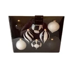 Robert Stanley Glass Christmas Ornaments Boxed Set Of 8 Black White Gold New. Fixed Price $21.95.