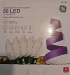 Ge Staybright 50-COUNT 24.5-FT Random Sparkle Warm White Christmas String Lights. Fixed Price $29.99.
