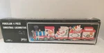Vintage Christmas 4 Piece Porcelain Ceramic Locomotive Train Set Santa 1987. Fixed Price $18.95.
