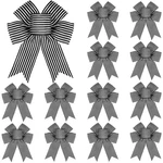12 Pieces Christmas Black White Stripe Tree Topper Burlap Bows.... Fixed Price $20.71.