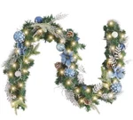 Wanna-cul Pre-lit 6 Ft Silver Blue Christmas Garland Decor With Lights. Fixed Price $59.99.