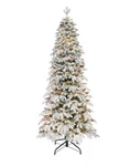 Puleo 7.5 Pre-lit Flocked Slim Montville Spruce Artificial Christmas Tree. Fixed Price $449.00.