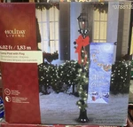 Gemmy Holiday Living 6 Ft Christmas Light Up Lamp Post With Flag. Fixed Price $100.00.