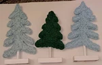 3PC Target Blue & Green Knit Stuffed Christmas Tree Decoration Set 12 In 14. Fixed Price $9.99.