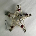 Vtg Mercury Glass Bead Star Christmas Ornament Pearlish Gray Red *tlc Diy. Fixed Price $13.00.