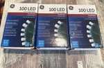 Ge 100 Led Christmas Lights Micro-style Cool White Green Wire 24.7 Ft. New 3 Qty. Fixed Price $34.99.