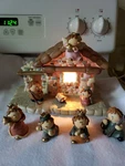 Vintage Piece Lighted Nativity Set #201052 Ceramic Child Like Figures. 10X8. Fixed Price $28.00.