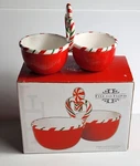 Fitz And Floyd Sugar Coated Christmas Two Section Divided Bowl. Fixed Price $24.95.