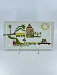 Crate & Barrel Julia Rothman Christmas Appetizer Plate Tray Mcm Folk Art Yule. Fixed Price $14.00.