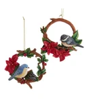 Set Of 2 Chickadee And Bluebird Wreath Ornaments E0756. Fixed Price $26.99.