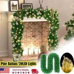 9FT Pre Lit Christmas Garland 20 Led Lights Door Wreath Xmas Fireplace Decor. Fixed Price $14.99.