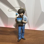 Bob Ross With Framed Painting Ornament 5". Fixed Price $11.99.