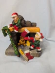 Santas Up In Flames Elves On Fireplace Figure Christmas Holiday. Fixed Price $17.12.