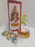 Ganz Glass Light Up Christmas Tree & 12 Ornaments Mirror Base 6"- New Open Box. Fixed Price $18.98.