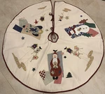 Christmas Tree Skirt 45" Round Handmade Patchwork Santa Snowman Americana. Fixed Price $33.99.