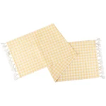Yellow Gingham Check Table Runner, Fringed, 56" X 15" Pbk New Spring. Fixed Price $13.29.