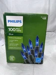 100PK Philips Blue Mini Lights Green Wire 24.7FT Indoor Outdoor Energy Save. Fixed Price $12.99.
