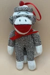 Vtg Seasons Of Cannon Falls Sock Monkey Christmas Ornament Gray Red Plush. Fixed Price $14.95.