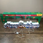 Vintage Merry Christmas Sign Holiday Lighted Joybrite 71 Lights Working Box. Fixed Price $48.99.