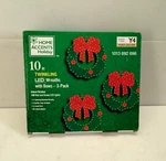 3-PACK Home Accents 10" Led Wreaths With Bows 408 Red Green Christmas Lights. Fixed Price $38.25.