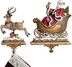 Joseph's Studio By Roman Set Of Santa With Reindeer Stocking Holder, 9.25"H. Fixed Price $97.99.