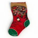 Vintage Peking Handcrafted Christmas Santa Toys Cotton Jumbo Stocking Approx 29. Fixed Price $17.00.