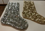 2 Kim Seybert Beaded And Sequin Christmas Stockings One Gold Silver Nwot. Fixed Price $99.00.