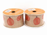 Wired Edge Roll Burlap Jute Ribbon 1/2 X 15 Pumpkin Print New Lot Of. Fixed Price $9.81.