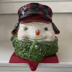 Hallmark Christmas Stocking Holder Sparkle Snowman Cast Iron Base Plaid Hat Rare. Fixed Price $26.69.