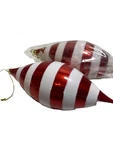 2 Mera Vic Christmas Ornaments Red & White Stripe Break Resistant 7.5" Tall. Fixed Price $14.97.