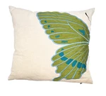Pier Canvas Split Butterfly Pillow Embroidered Olive Blue Turquoise 17" X. Fixed Price $15.00.
