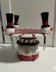 Bella Casa By Ganz Pedestal Christmas Cheese Plate W/ 3 Spreaders. Fixed Price $33.00.