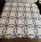 Vintage American Pacific Double Wedding Ring Floral Patchwork Quilt Queen 81X78. Fixed Price $90.00.