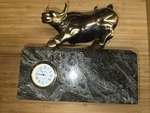 Bronze Bull Sculpture Desk Clock Marble Base Decor Bey-berk. Fixed Price $49.99.