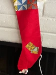 Vtg C. 1970 Annalee Peek Boo Mouse Red Flannel Patchwork Christmas Stocking. Fixed Price $19.99.