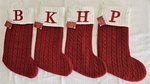 St. Nicholas Red Cable Knit Monogram H, & Stocking 21" Christmas Holiday. Fixed Price $19.98.
