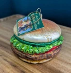 Cheeseburger Blown Glass Ornament Old World Christmas 32065 Holiday Hamburger 3". Fixed Price $21.99.