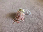Collectible Holiday Christmas Ornament Hand Beaded From Tea Strainer Pink Gold. Fixed Price $15.95.