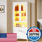 Dwvo 72 Tall Kitchen Pantry Cabinet Led Light Fluted Storage Drawer And. Fixed Price $304.64.