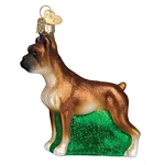 Old World Christmas Standing Boxer Dog Glass Ornament Free 4 Inch Brown. Fixed Price $18.98.