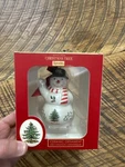 New Spode Ceramic Snowman W/blk Hat Ornament. Fixed Price $7.00.