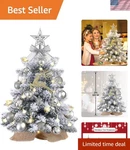 Elegant Snow Flocked Artificial Xmas Tree With 30 Led Lights For Home/office. Fixed Price $60.99.