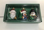 Kurt Adler Glass Christmas Ornaments Set Vintage Santa Snowman Penguin. Fixed Price $16.49.