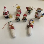 Lot Of 8 Snowman Christmas Tree Ornaments 6-CERAMIC And 2-WOODEN Some Signed Gil. Fixed Price $29.00.