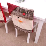 Christmas Dining Chair Back Slipcover Santa Claus Snowman Reindeer Decor. Fixed Price $10.39.
