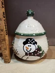 Small Expressly Yours Snowman Cookie Candy Jar With Lid Winter Christmas. Fixed Price $14.95.