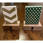 Christmas Stocking Lot Holders Chevron Polka Dot Glitter Wooden Mantle Holiday. Fixed Price $19.70.