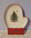 Spode Christmas Tree Mitten Candy Dish Red 7.25". Fixed Price $10.99.