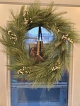 26" Faux Needle Pine & Snowberry Christmas Wreath Bell Ornaments Hearth Hand. Fixed Price $44.99.