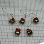 Set 5 Gold Jingle Bells Red Bows Christmas Tree Ornaments Holiday Decoration. Fixed Price $7.50.